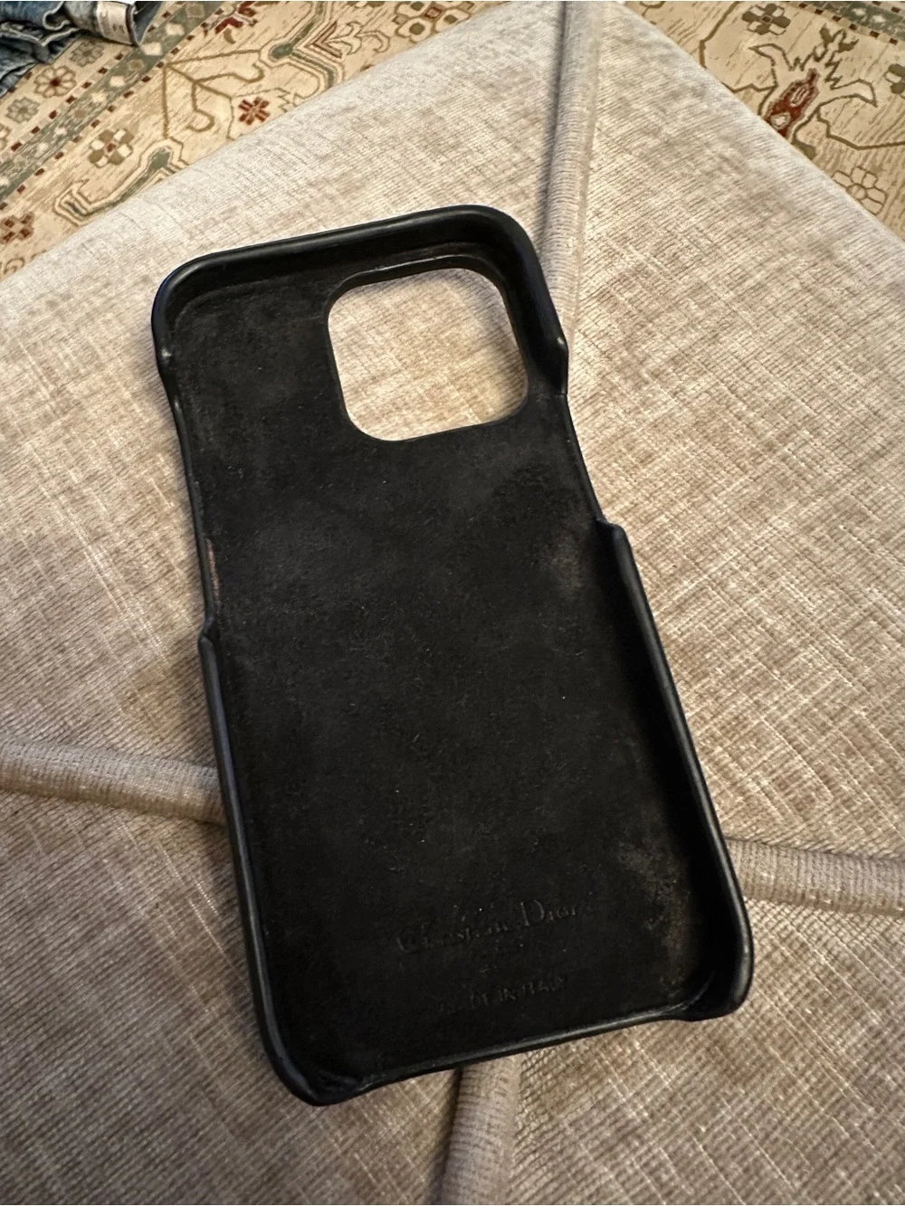 Dior IPhone 15 Black Quilted Leather Phone Case